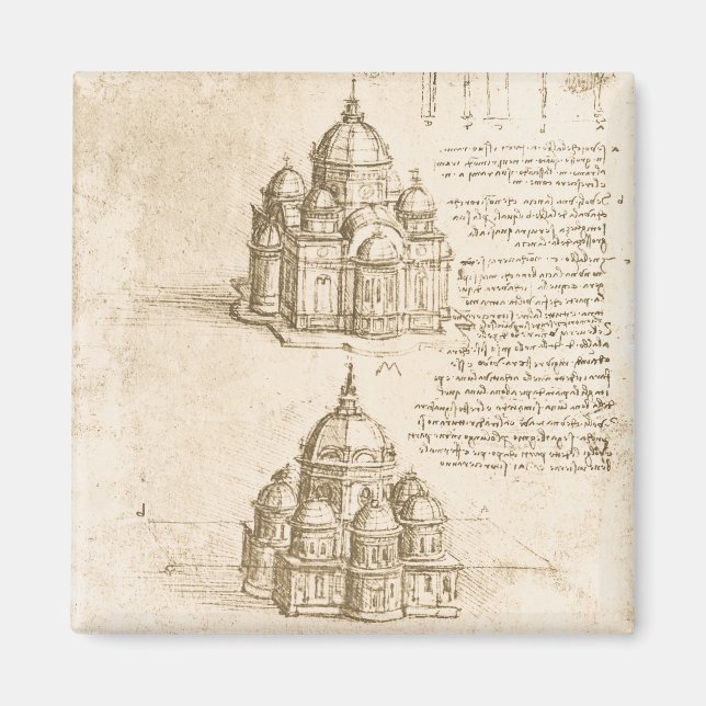 Imã Estudo da Catedral Arquitetônica de Leonardo da Vi (Frente)