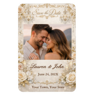 Ímã Eternally Elegant Photo Save Date Wedding Magnet
