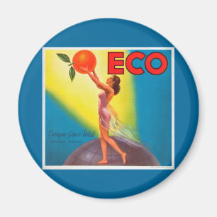 Imã Etiqueta alaranjada de Eco do vintage
