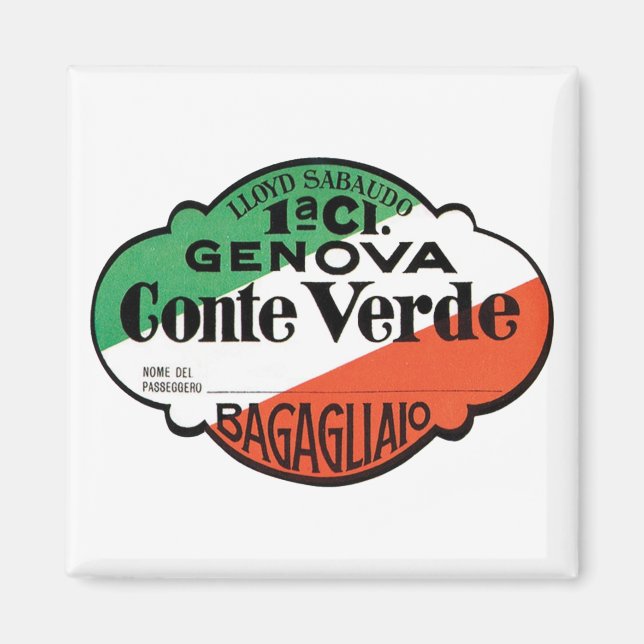 Imã Etiqueta de Bagagem de Génova Conte Verde (Frente)