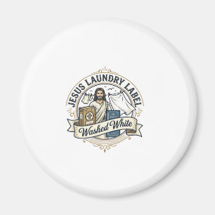 Imã Etiqueta de Lavanderia Jesus Lavado Branco Jesus L