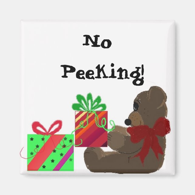 Imã Etiqueta de Presente de Natal - Não Espione! (Frente)