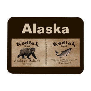 Ímã Etiqueta dos salmões do Kodiak do vintage