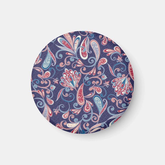 Imã Étnico Floral: Abstrato Oriental sem carne. (Frente)