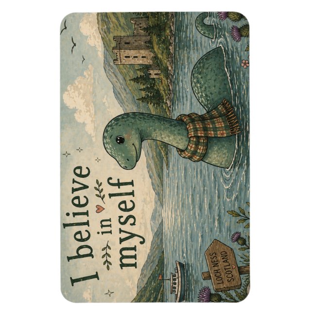 Ímã Eu acredito em mim mesmo Monstro do Lago Ness capr (Vertical)