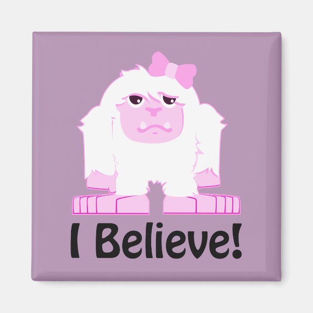 Imã Eu Acredito Na Bonita Garota De Cartoon Yeti (Frente)