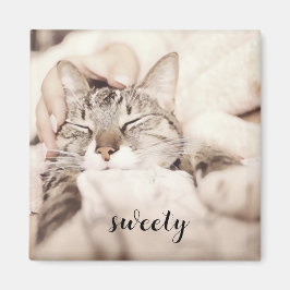 Imã Eu adoro a minha doce foto de gato