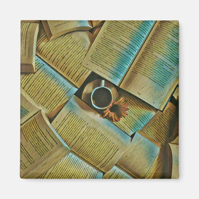Imã Eu adoro café e livros (Frente)