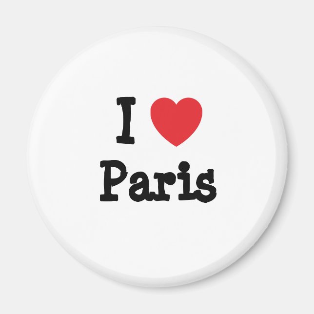 Imã Eu adoro camiseta cardíaca de Paris (Frente)