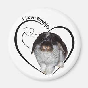 Imã Eu adoro Crachá de coelhos