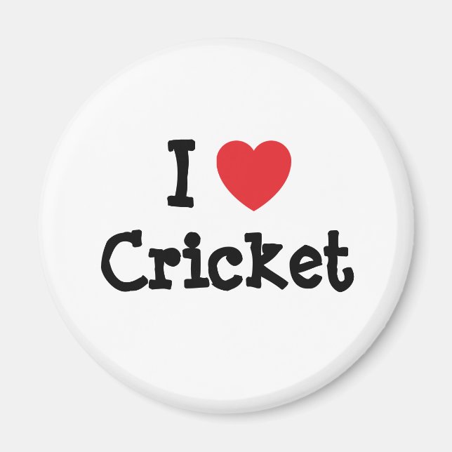 Imã Eu adoro Cricket coração personalizado (Frente)