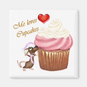 Imã Eu adoro Cupcakes Refrigerador Magnet