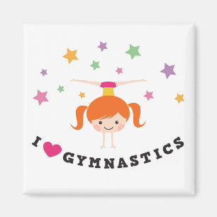 Imã Eu adoro gymnastics desenhando garotas de cabelos 
