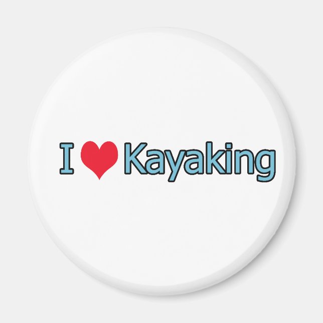Imã Eu adoro o logotipo Kayaking (Frente)