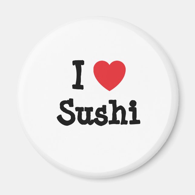 Imã Eu adoro Sushi Heart T-Shirt (Frente)