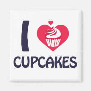 Imã Eu adoro T-Shirt de Cupcakes
