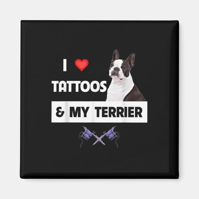 Imã Eu Adoro Tatuagens E Meu Cachorro Collie Da Fronte (Frente)