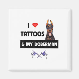 Imã Eu Adoro Tatuagens E Minha Tatuagem De Cachorro Do