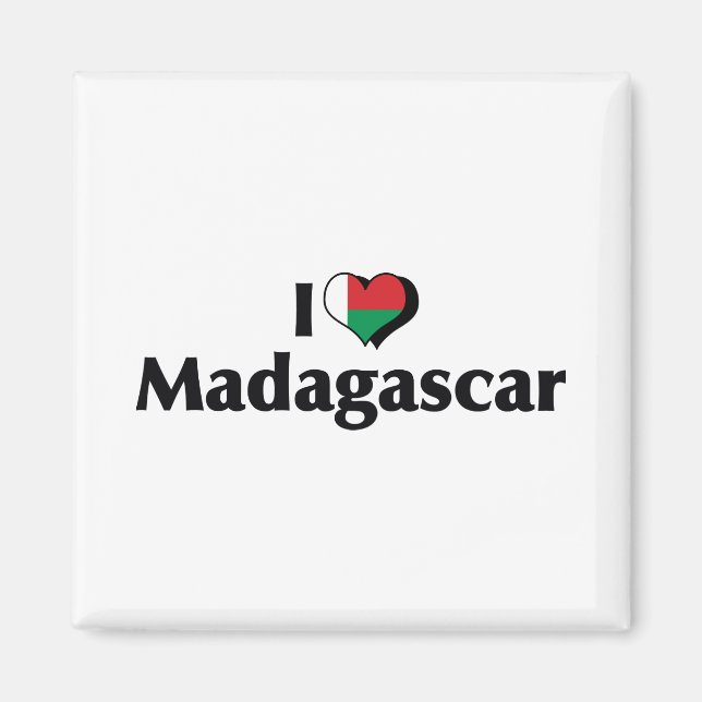 Imã Eu Amo a Bandeira de Madagascar (Frente)