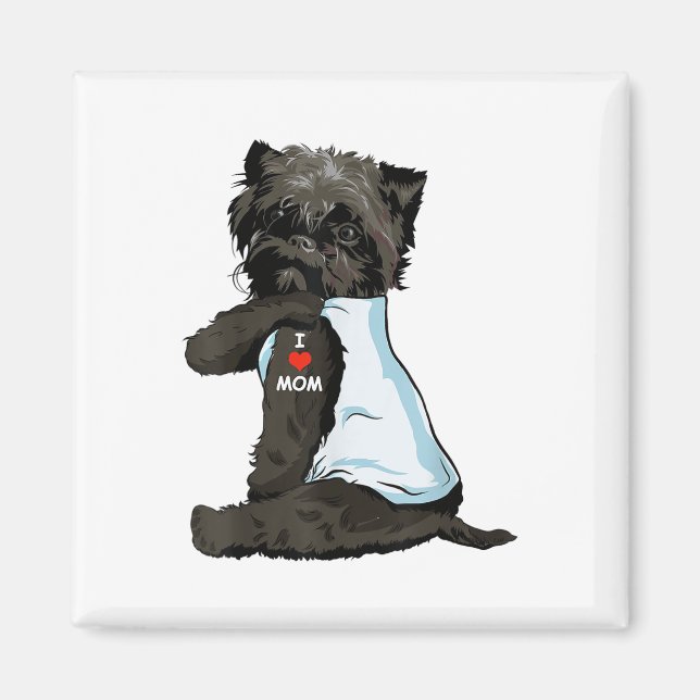 Imã Eu Amo A Mãe Tattoo Affenpinscher Mãe Cachorro Sob (Frente)