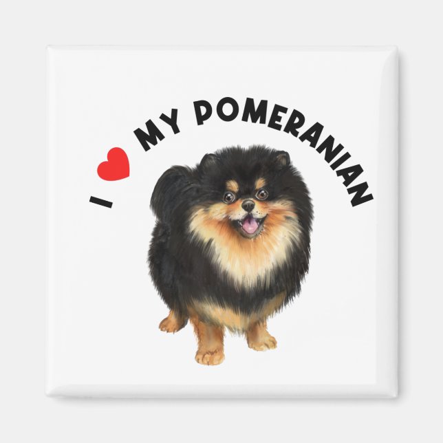 Imã Eu Amo A Minha Arte De Cachorro Pomeraniana Cute P (Frente)