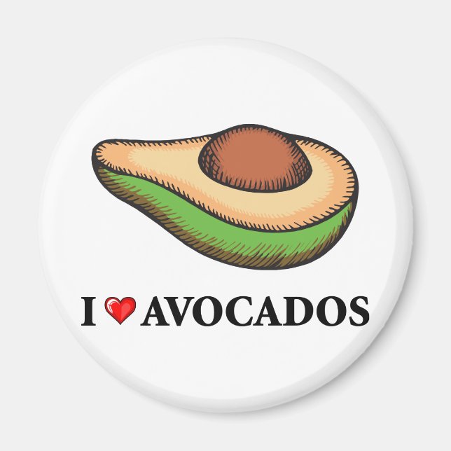Imã Eu amo abacates (Frente)