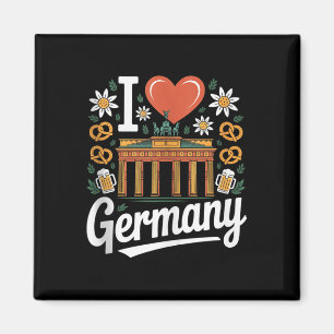 Imã Eu Amo Alemanha Bratwurst Pretzel Beer Tank Top