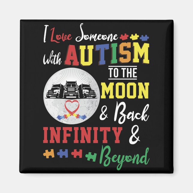 Imã Eu Amo Alguém Com Autismo À Lua E De Volta (Frente)