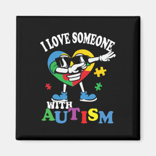 Imã Eu Amo Alguém com Autismo Coração Dançando Criança