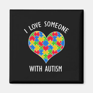 Imã Eu Amo Alguém Com Autismo Quebra-Cabeça Coração Co