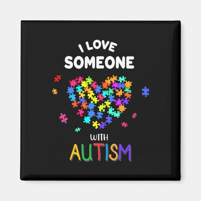 Imã Eu Amo Alguém Com Autismo Tee Autism Fala Com Cons (Frente)