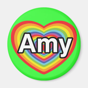 Imã Eu amo Amy, coração arco-íris