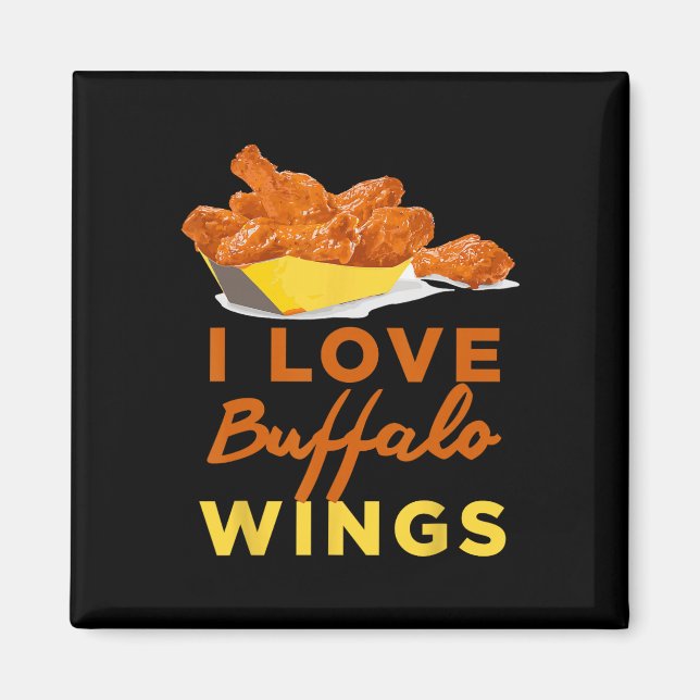 Imã Eu Amo Asas De Frango Buffalo Bbq Assado Grelhando (Frente)