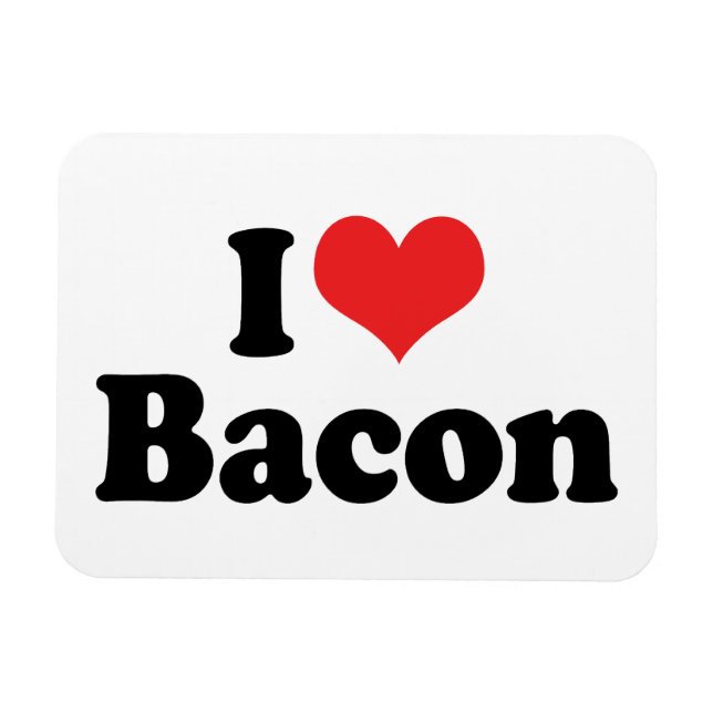 Ímã Eu Amo Bacon de Coração - Amante de Bacon (Horizontal)