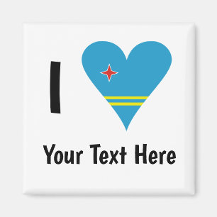 Imã Eu Amo (Bandeira do Coração de Aruba) Personalizad