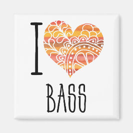Imã Eu Amo Bass Orange Mandala Heart