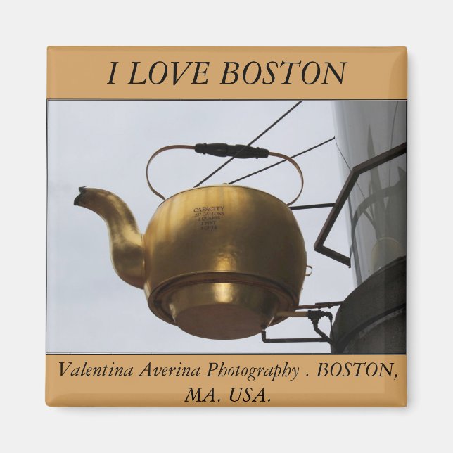 Imã EU AMO BOSTON. Fotografia de Valentina Averina. (Frente)