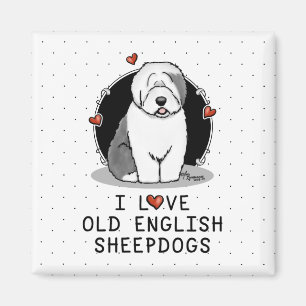 Imã Eu Amo Cães-De-Ovelha Inglês (Cinza 1) Fofo OES
