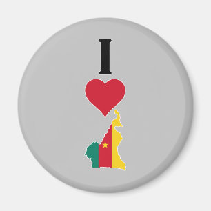 Imã Eu Amo Camarões Vertical I Heart Country Flag Map