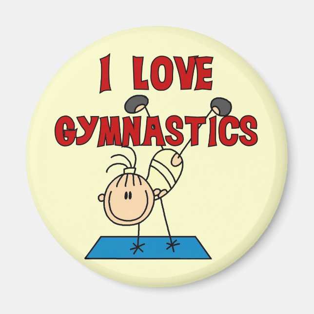Imã Eu Amo Camisetas e Presentes de Ginástica (Frente)