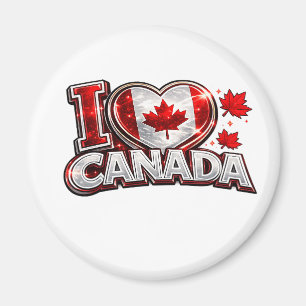 Imã Eu Amo Canadá Fã de Futebol Patriótico Canadense