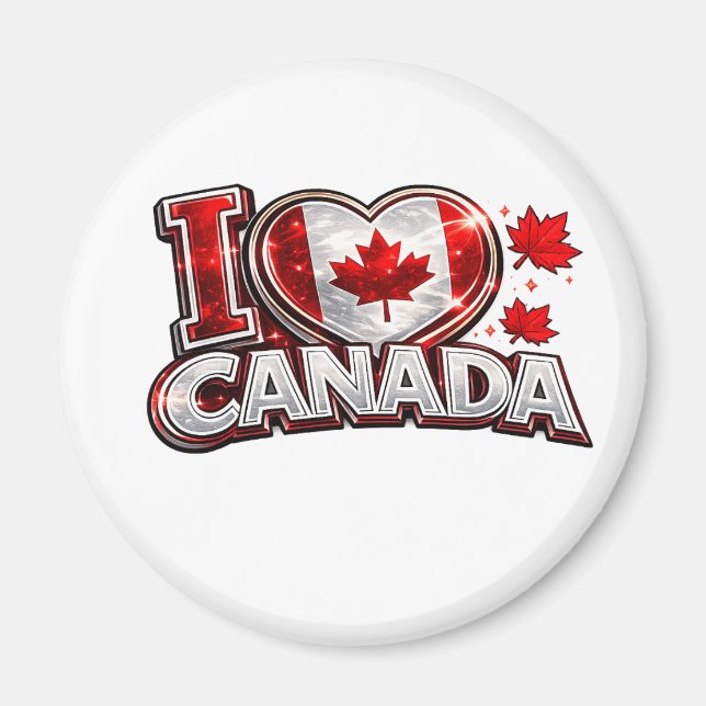Imã Eu Amo Canadá Fã de Futebol Patriótico | Canadense (Frente)
