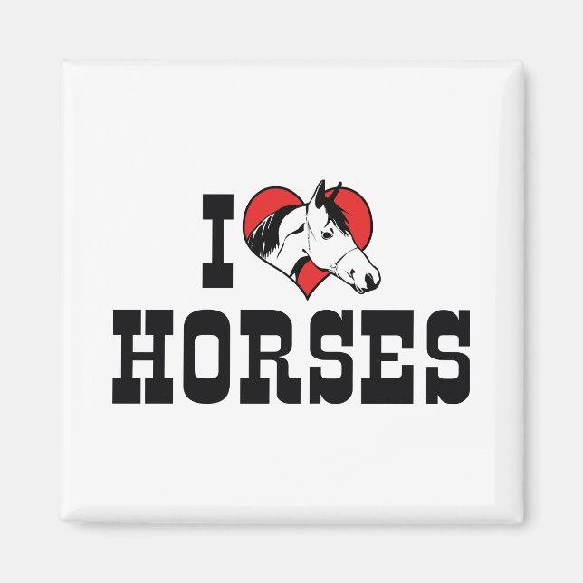Imã Eu Amo Cavalos Coração - Amante de Cavalos (Frente)