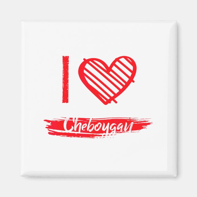 Imã Eu Amo Cheboygan Eu Coração Cheboygan (Frente)