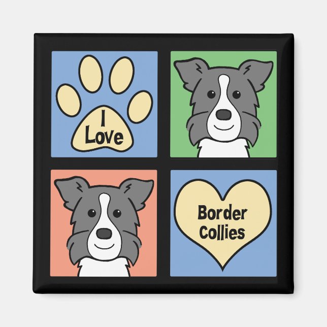 Imã Eu Amo Collies Fronteiriços (Frente)