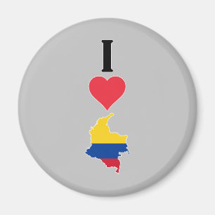 Imã Eu Amo Colômbia Vertical I Heart Country Flag Map