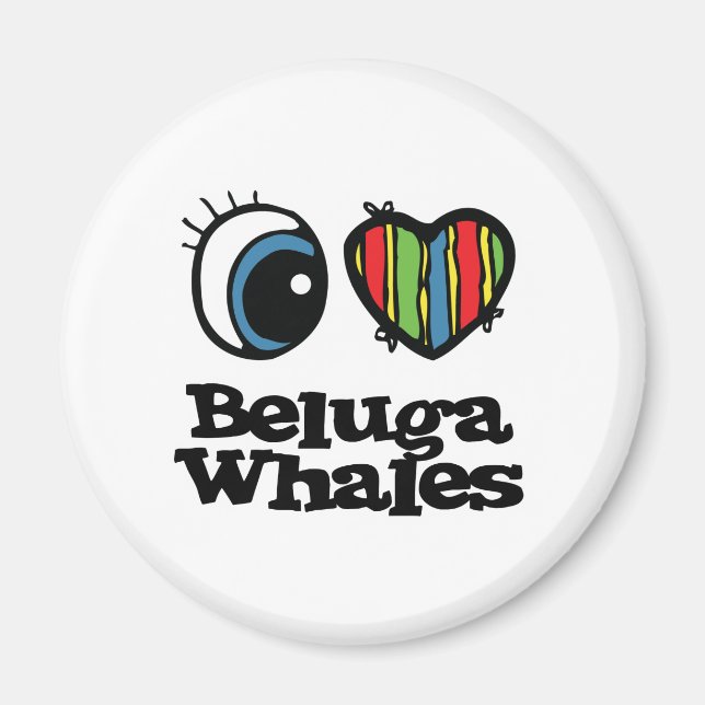 Imã Eu Amo (Coração) Baleias Beluga (Frente)