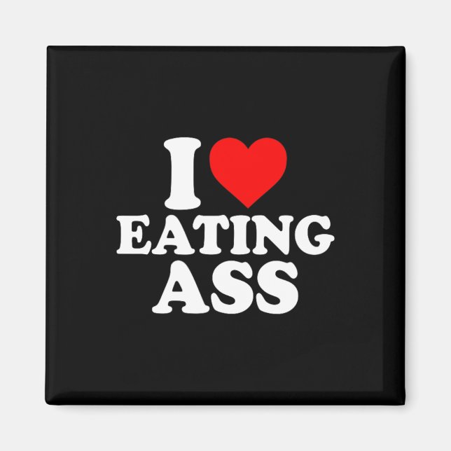 Imã Eu Amo Coração Comendo Fofo Divertido Simples  (Frente)