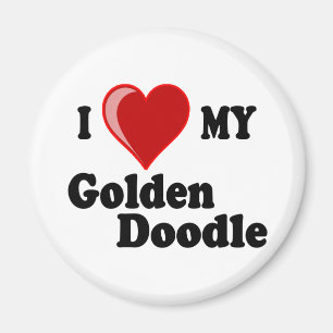 Imã Eu amo (coração) meu cão dourado do Doodle