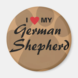 Imã Eu amo (coração) meu german shepherd Pawprint